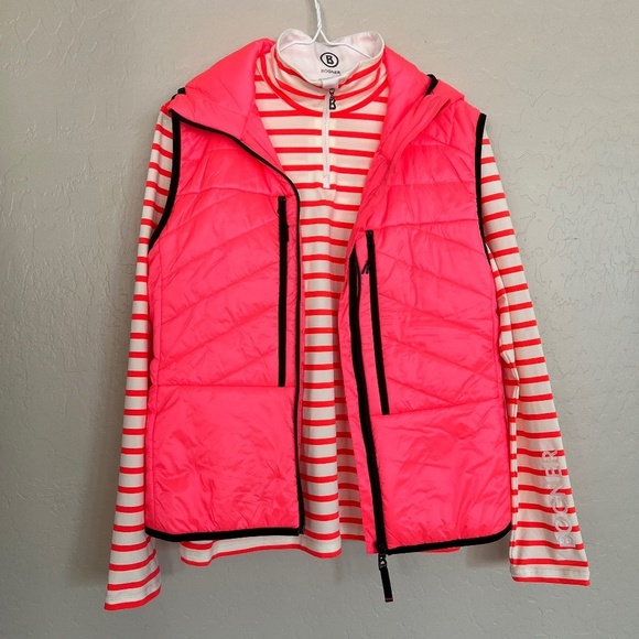 BOGNER VEST 1/4 ZIP TOP SET SZ 8-10 M STRIPED ATHLETIC PERFORMANCE BOLD MODERN - Picture 2 of 13